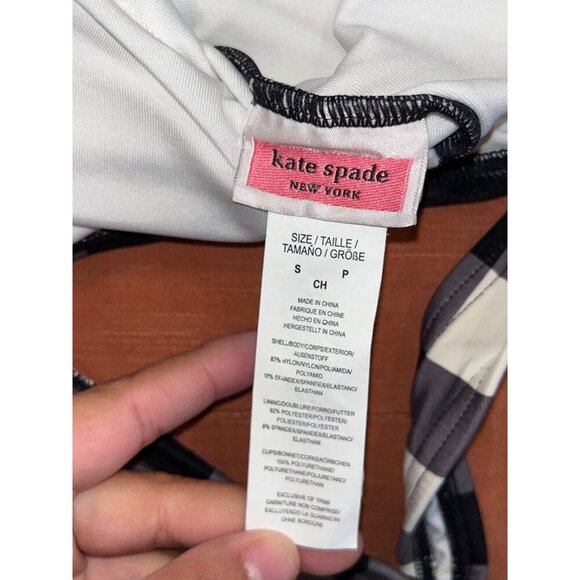 Kate Spade Black & White Bunny Gingham  One-Piece Women's Swimsuit Size S - Picture 4 of 5